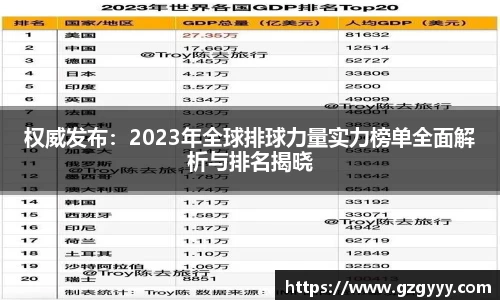 权威发布：2023年全球排球力量实力榜单全面解析与排名揭晓